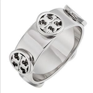 NWT TORY BURCH SILVER LOGO RING 7